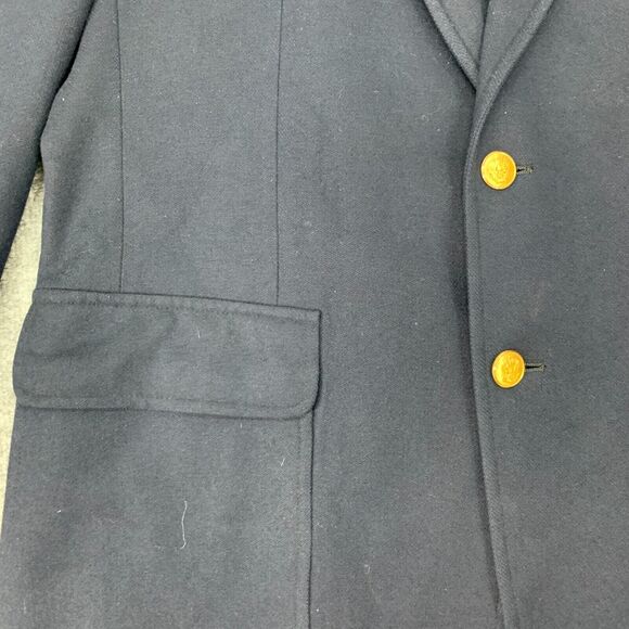 Vintage James Davis Blazer Men 42 Navy Blue Wool 2 Button Notch Lapel Sport Coat - Picture 4 of 15